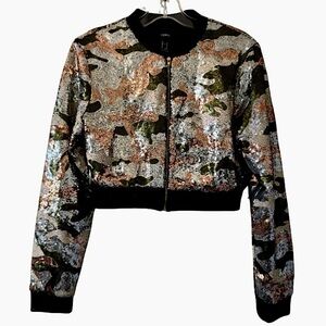 Camouflage Sequin Bomber Jacket (NWOT)